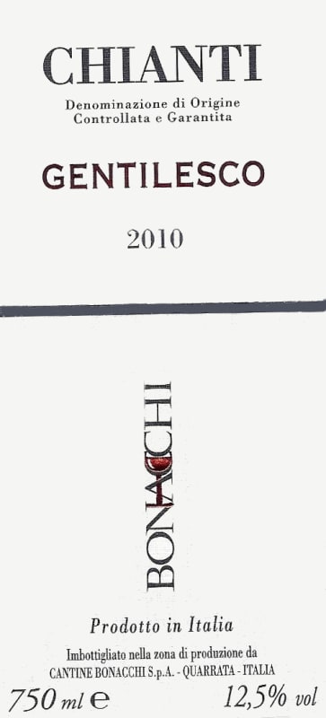 Bonacchi Gentilesco 2010 Front Label