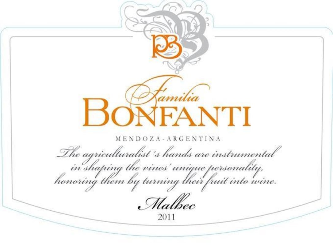 Bonfanti Malbec 2011 Front Label