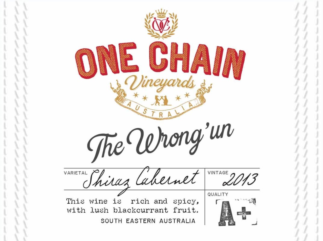 Bootstraps Wine One Chain Vineyards The Wrong Un Shiraz Cabernet 2013 Front Label
