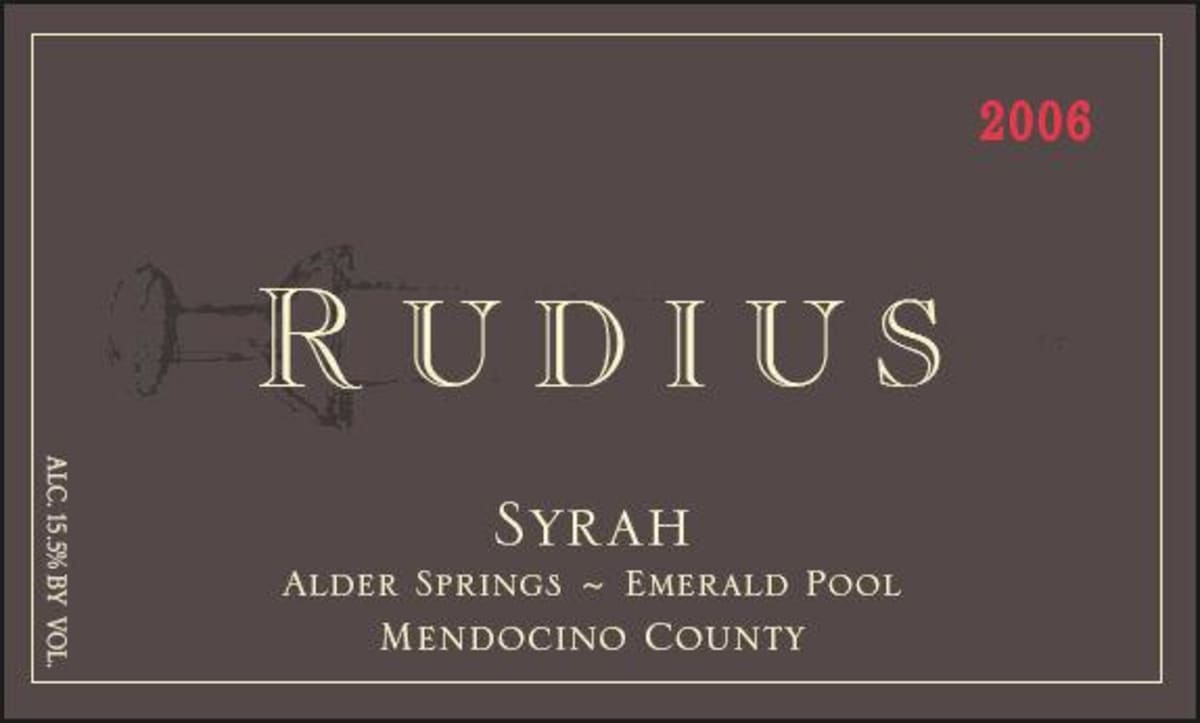 Rudius Alder Springs Emerald Pool Syrah 2006 Front Label