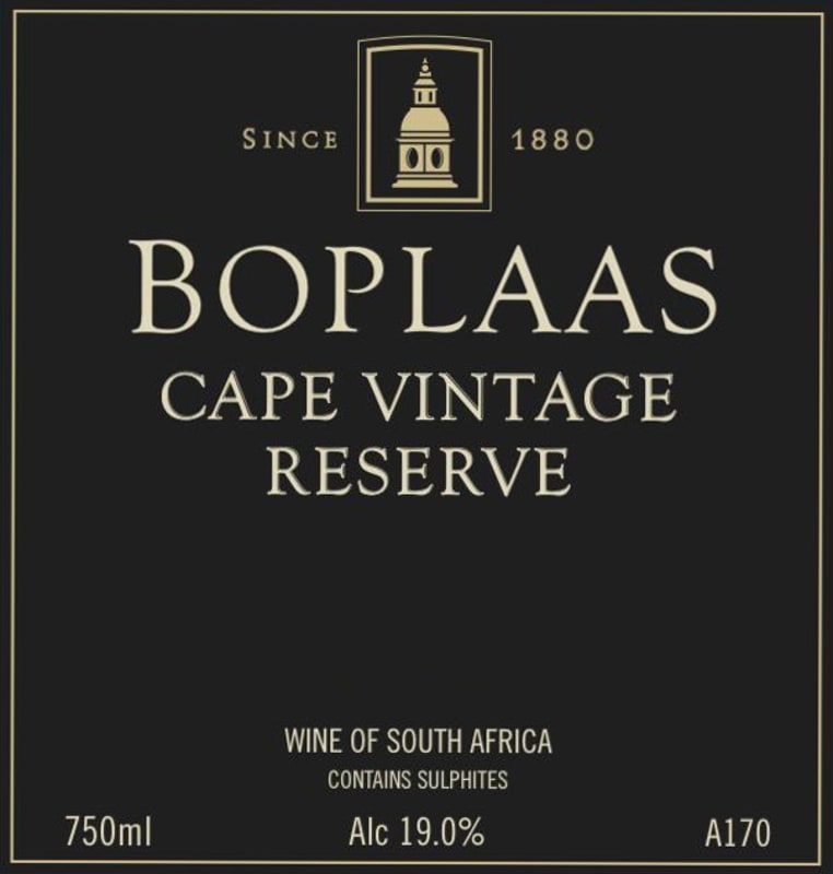 Boplaas Cape Vintage Reserve Port 2013 Front Label