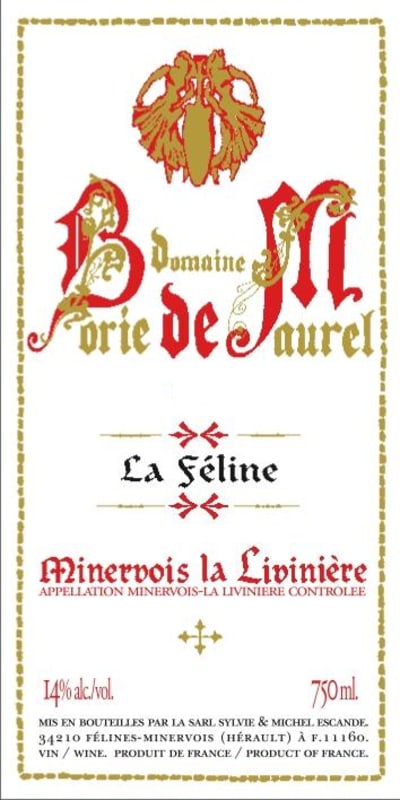 Borie de Maurel Minervois La Liviniere La Feline 2013 Front Label