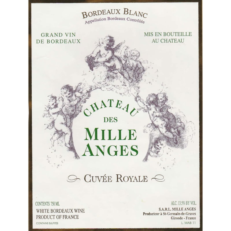 Chateau des Mille Anges Cuvee Royale Blanc 2014 Front Label
