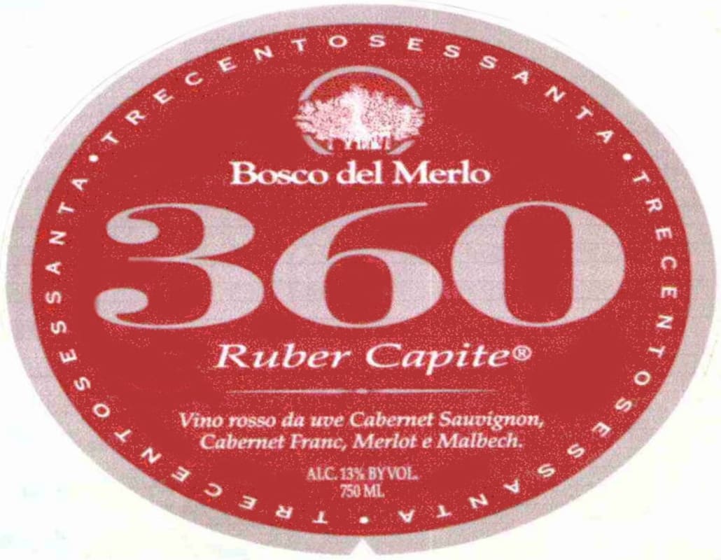 Bosco Del Merlo 360 Ruber Capite 2005 Front Label