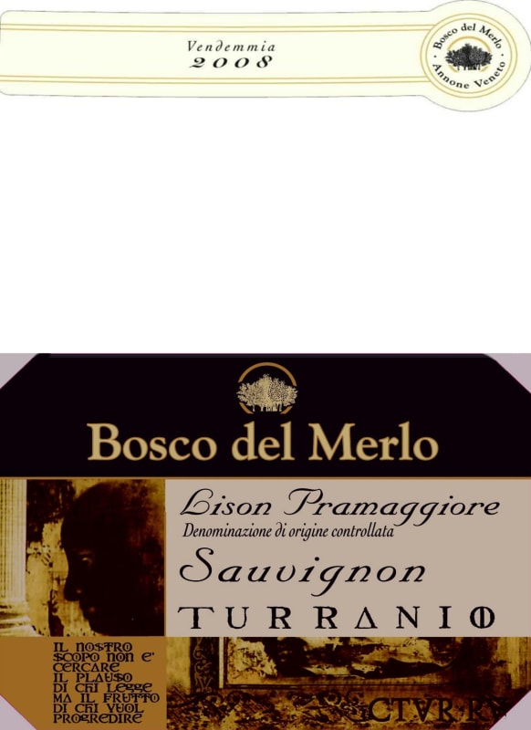Bosco Del Merlo Lison Pramaggiore Turranio Sauvignon 2008 Front Label