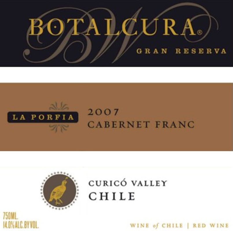 Botalcura La Porfia Gran Reserva Cabernet Franc 2007 Front Label