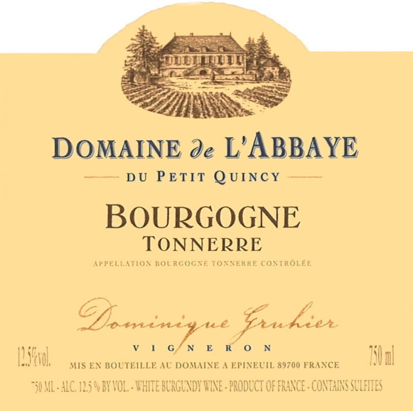 Bourgognevin Bourgogne Tonerre Domaine de l'Abbaye du Petit Quincy Blanc 2009 Front Label
