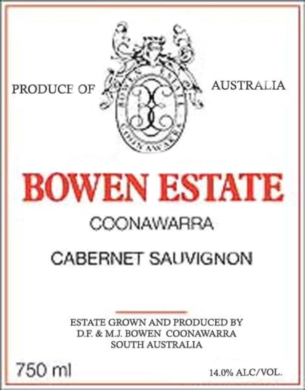 Bowen Estate Cabernet Sauvignon 2014 Front Label