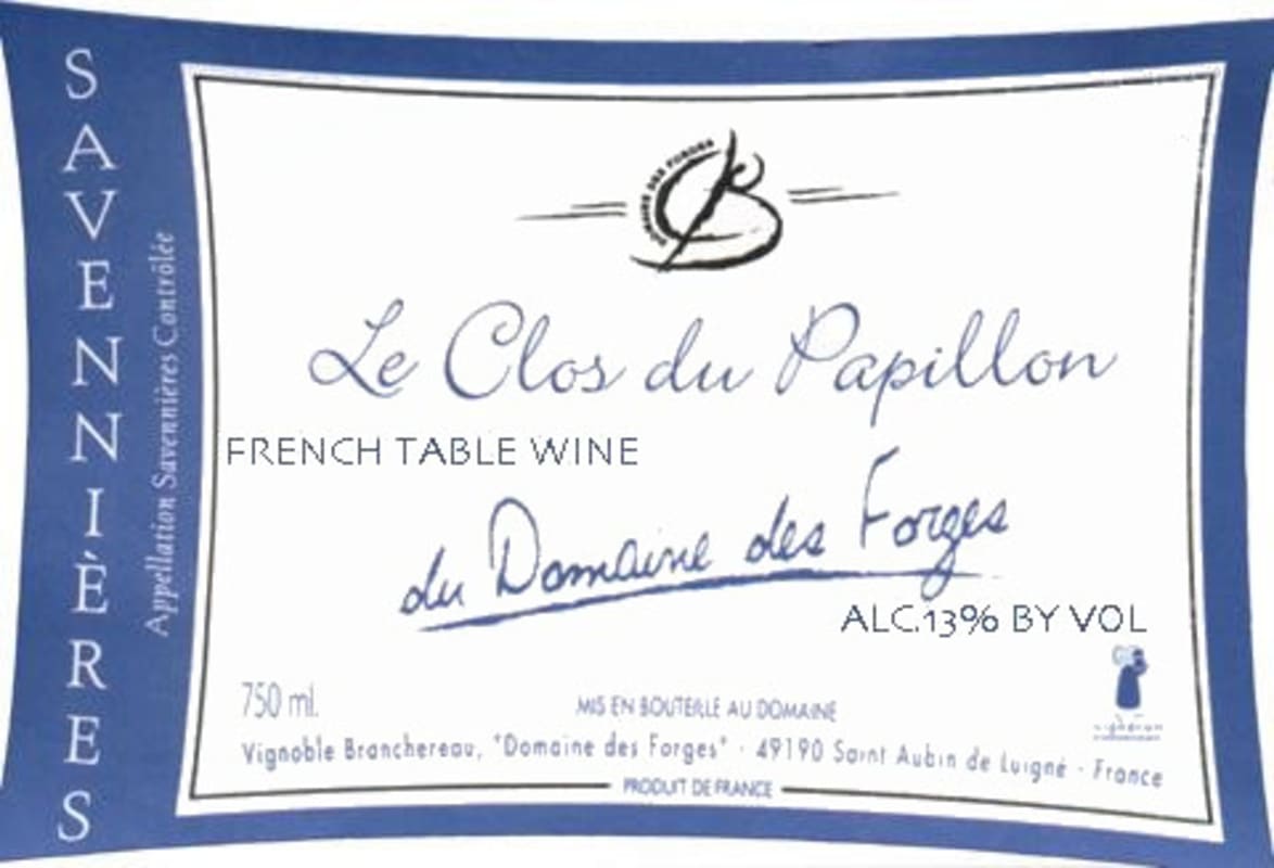 Branchereau Domaine des Forges Savennieres Clos du Papillon 2008 Front Label