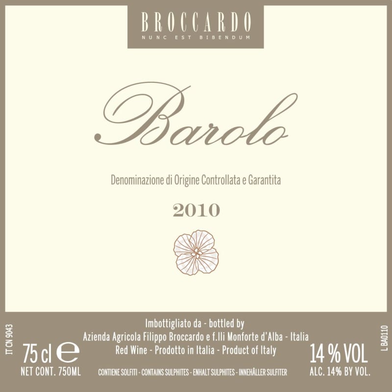 Broccardo Barolo 2010 Front Label
