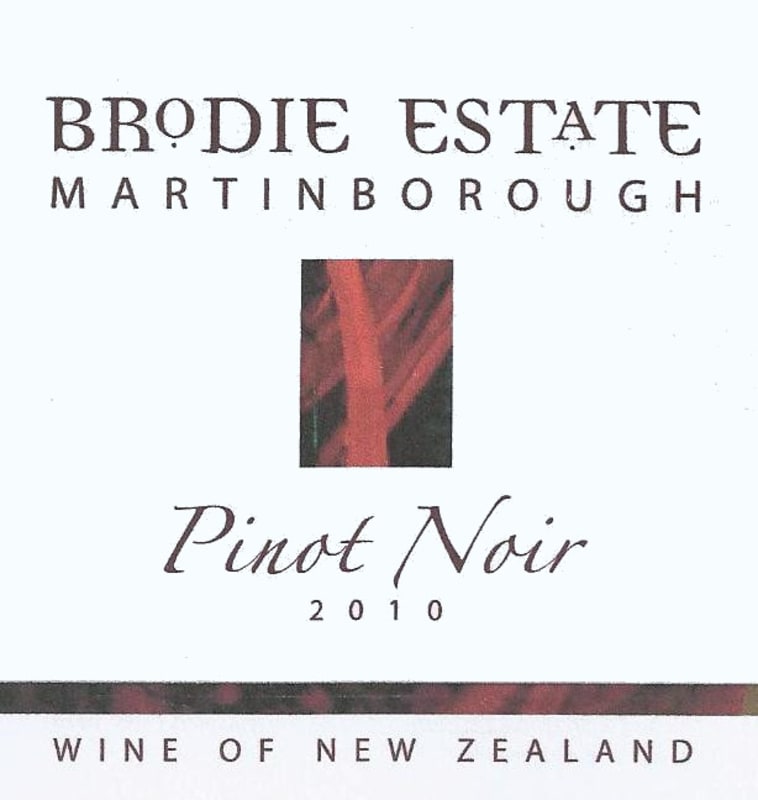 Brodie Estate Pinot Noir 2010 Front Label