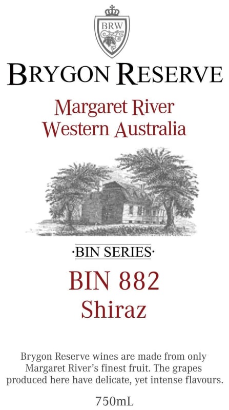 Brygon Reserve Wines Bin 882 Shiraz 2014 Front Label