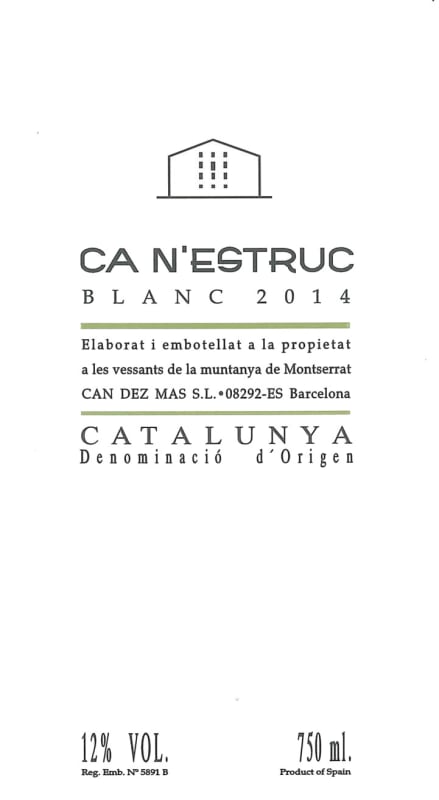 Ca N'estruc Blanc 2014 Front Label