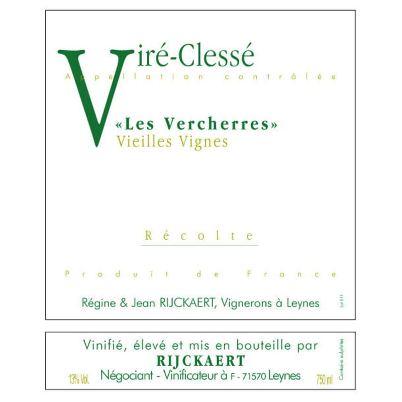 Maison Rijckaert Macon Villages Vieilles Vignes 2014 Front Label
