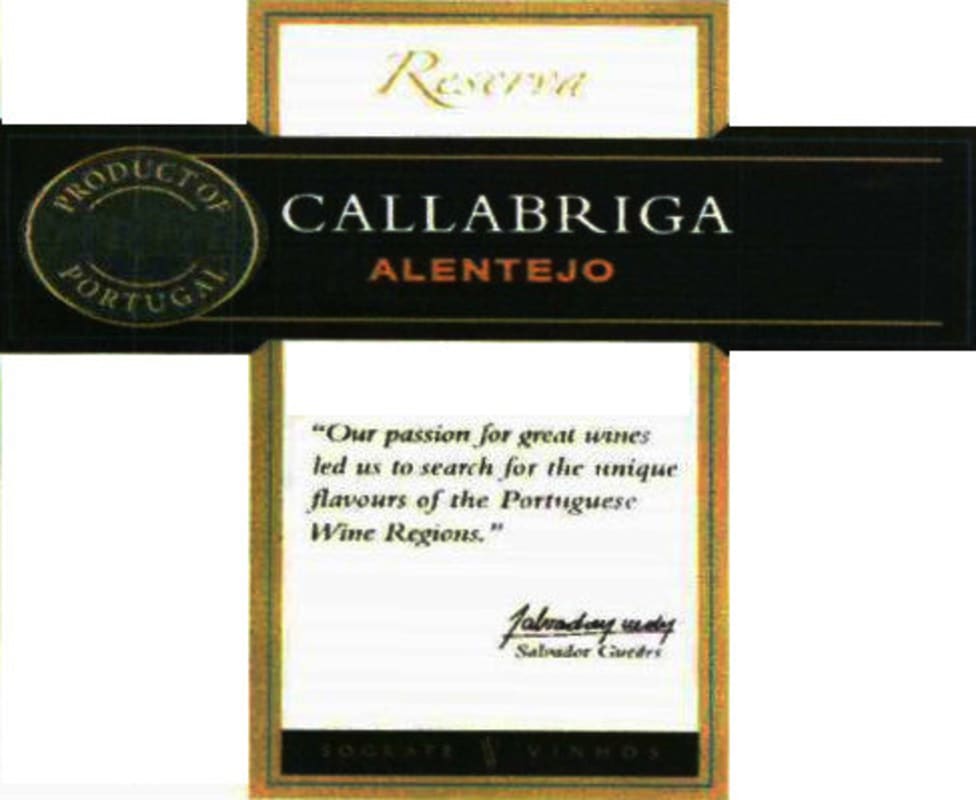 Callabriga Alentejo Reserva 2011 Front Label