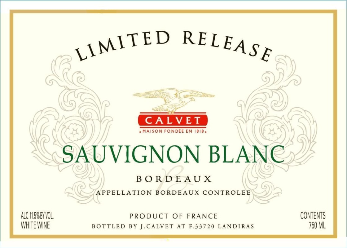Calvet Bordeaux Limited Release Sauvignon Blanc 2009 Front Label