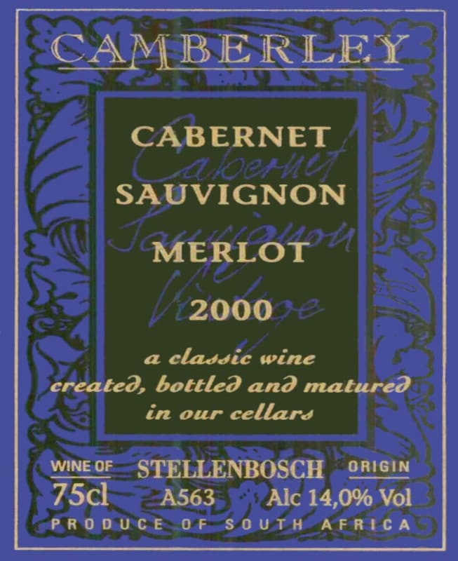 Camberley Cabernet Sauvignon Merlot 2000 Front Label