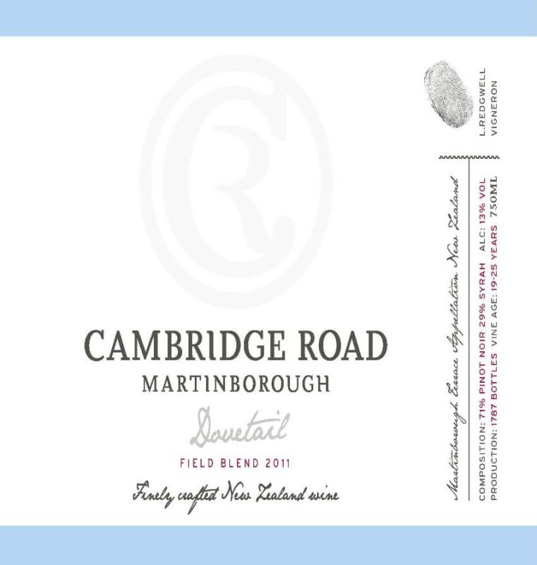 Cambridge Road Vineyard Dovetail Pinot Noir Syrah 2011 Front Label