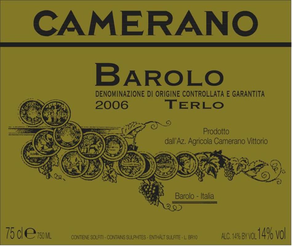 Camerano Barolo Gold Label Terlo 2006 Front Label