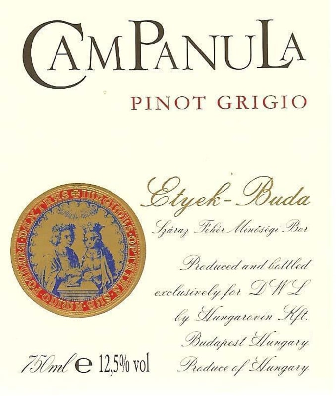 Campanula Etyek-Buda Pinot Grigio 2014 Front Label