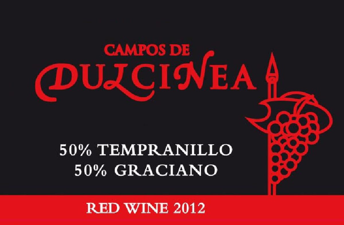 Campos de Dulcinea Vino de la Tierra Tempranillo Graciano 2012 Front Label