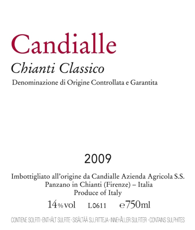 Candialle Chianti Classico 2009 Front Label