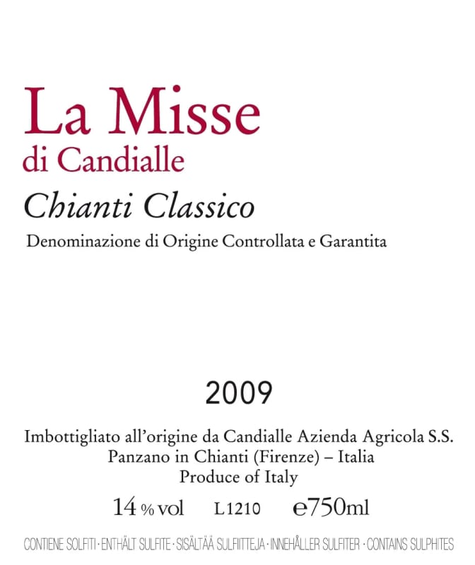 Candialle Chianti Classico La Misse di Candialle 2009 Front Label