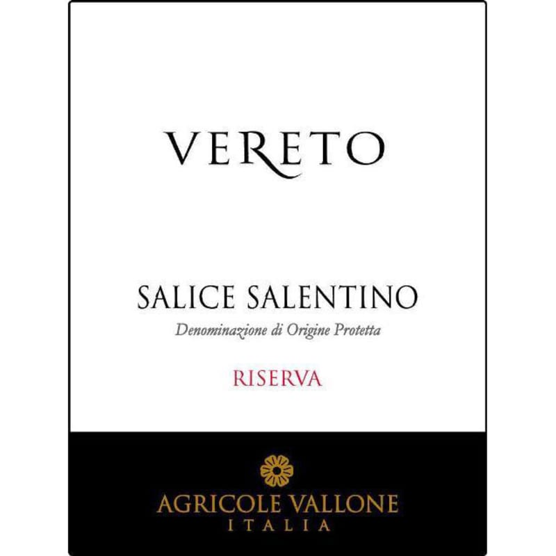 Agricole Vallone Vereto Riserva 2012 Front Label
