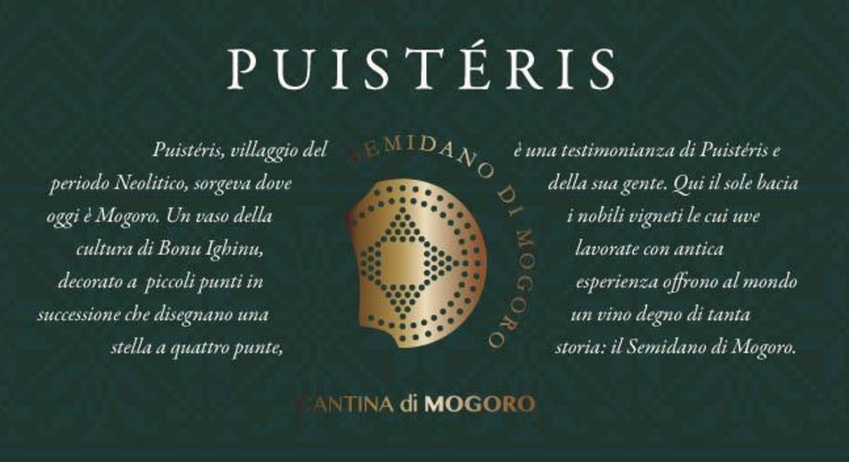 Cantina di Mogoro Sardegna Semidano di Mogoro Puisteris Superiore 2011 Front Label
