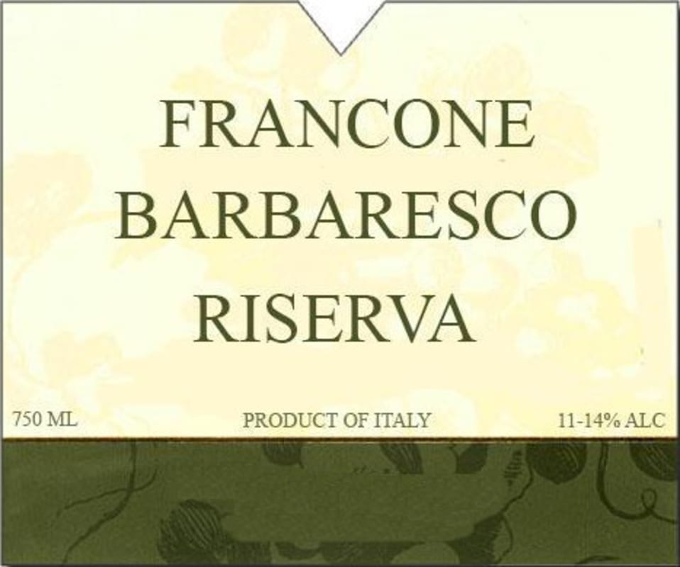 Cantina Francone Barbaresco Riserva 2010 Front Label
