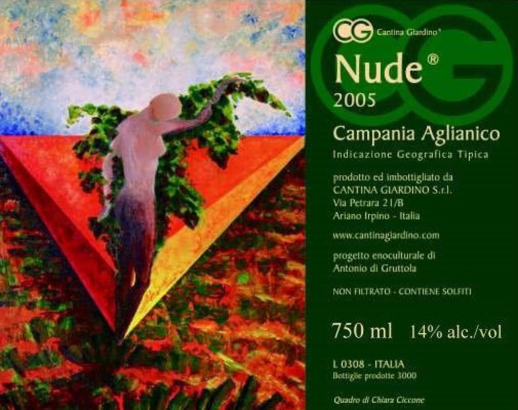 Cantina Giardino Irpinia Nude Aglianico 2005 Front Label