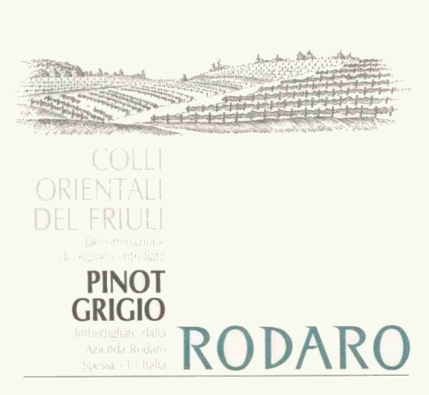 Cantina Rodaro Colli Orientali del Friuli Pinot Grigio 2000 Front Label