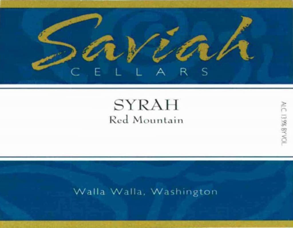 Saviah Red Mountain Syrah 2003 Front Label