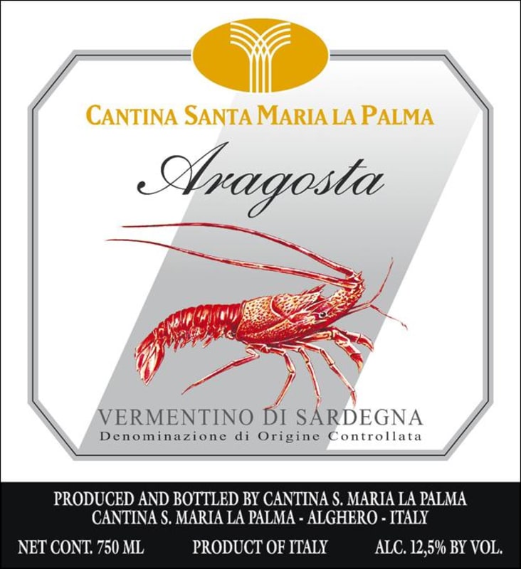 Cantina Santa Maria La Palma Aragosta Vermentino di Sardegna 2012 Front Label