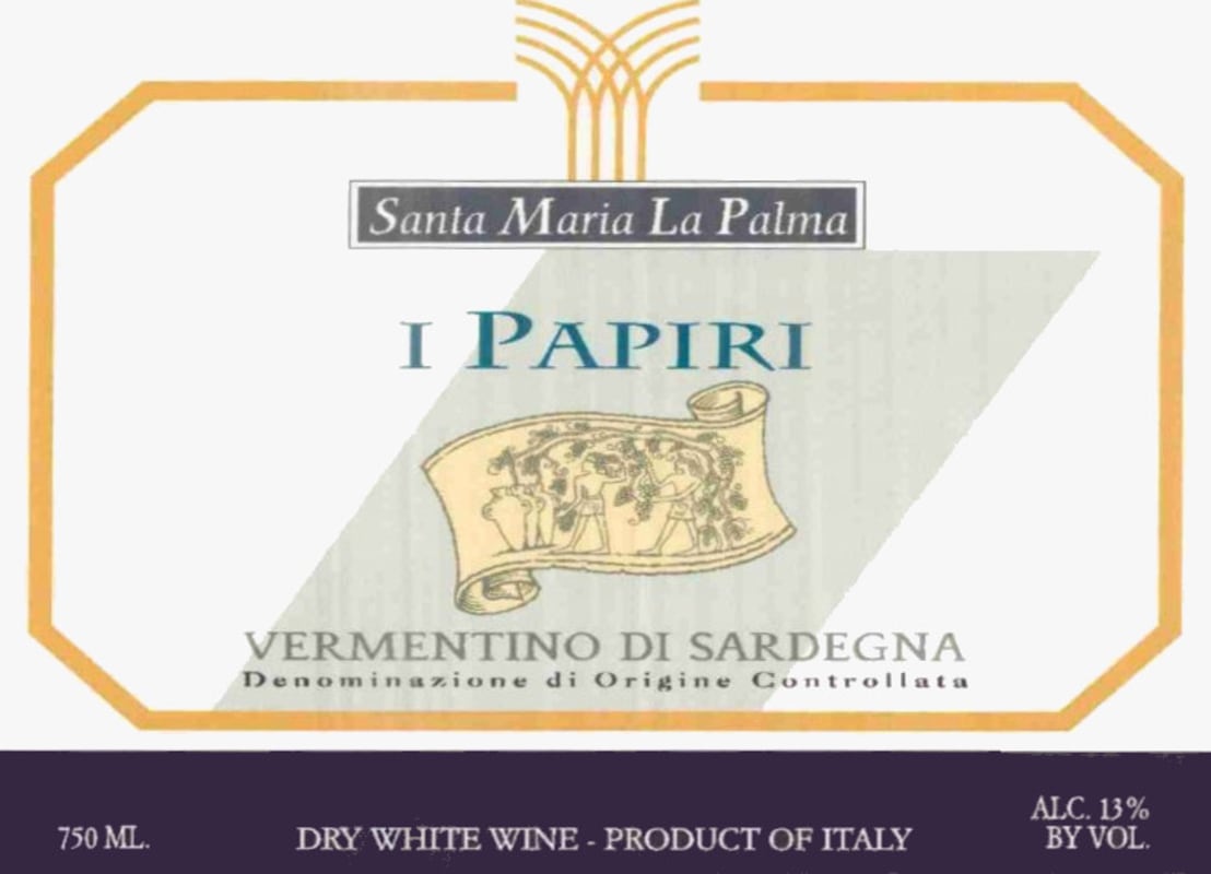 Cantina Santa Maria La Palma i Papiri Vermentino di Sardegna 2009 Front Label