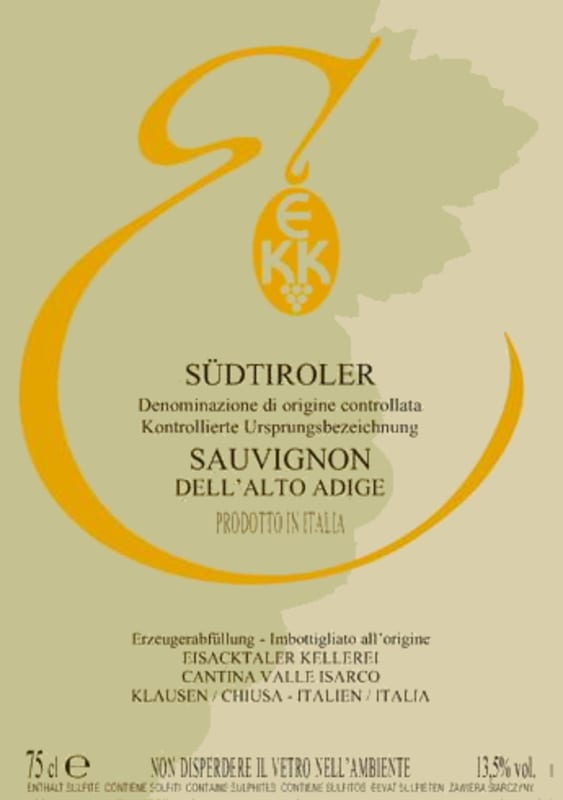 Cantina Valle Isarco Alto Adige Sauvignon 2015 Front Label