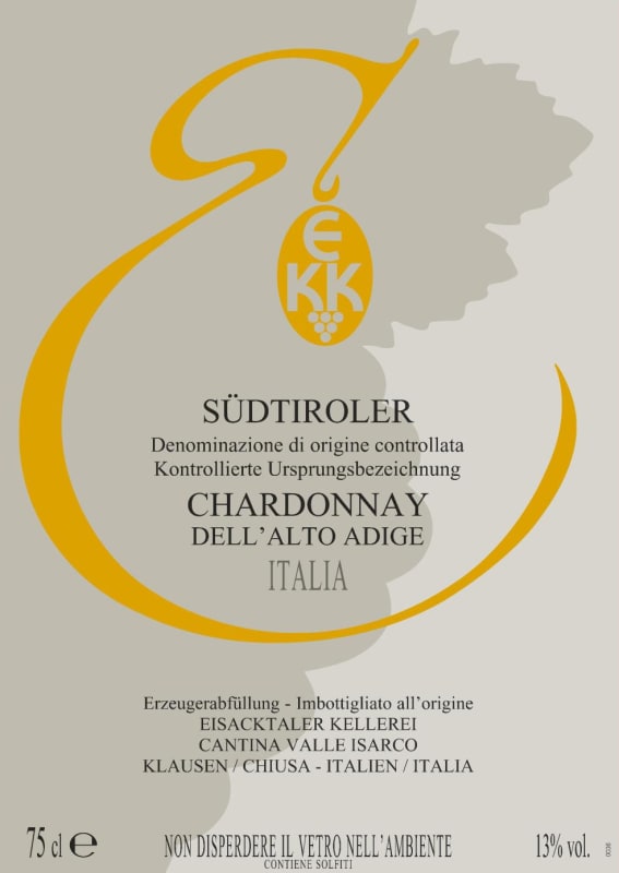 Cantina Valle Isarco Chardonnay 2015 Front Label