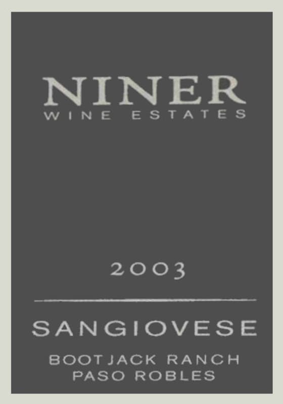 Niner Bootjack Ranch Sangiovese 2003 Front Label