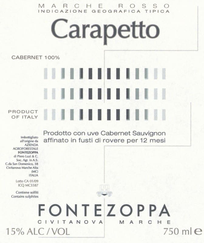 Fontezoppa Marche Carapetto Rosso 2008 Front Label