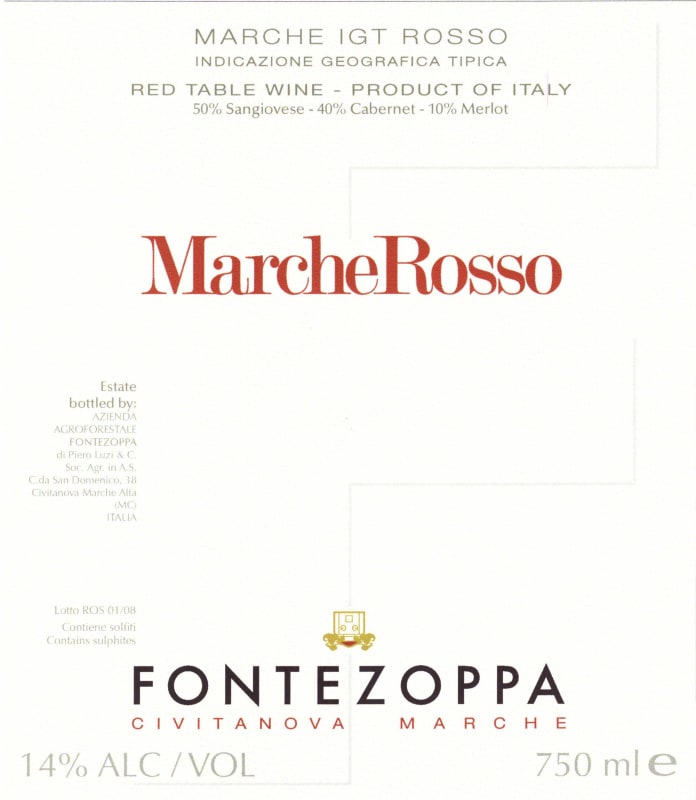 Fontezoppa Marche Rosso 2008 Front Label