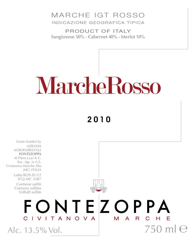 Fontezoppa Marche Rosso 2010 Front Label