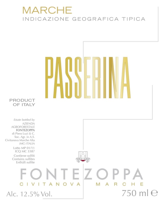 Fontezoppa Marche Passerina 2014 Front Label