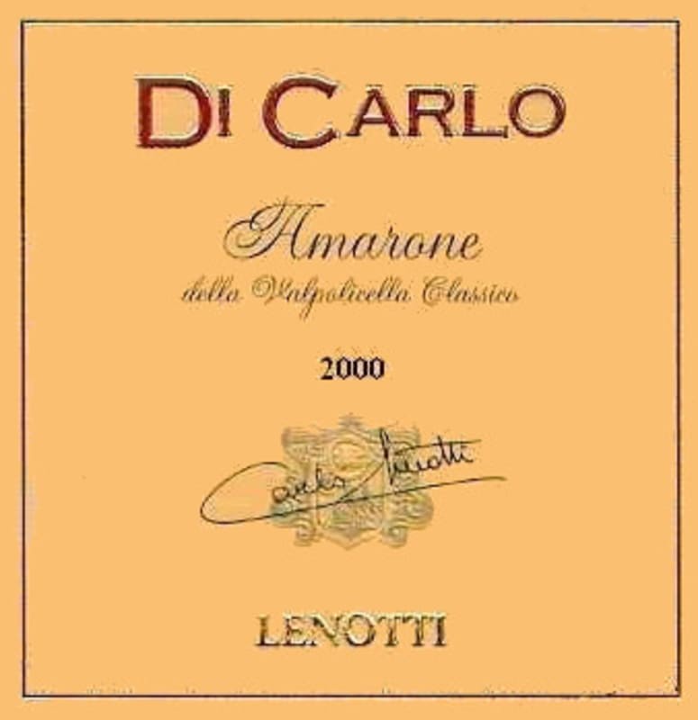 Cantine Lenotti Amarone della Valpolicella Di Carlo Classico 2000 Front Label