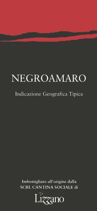 Cantine Lizzano Rosso del Salento Negroamaro 2013 Front Label