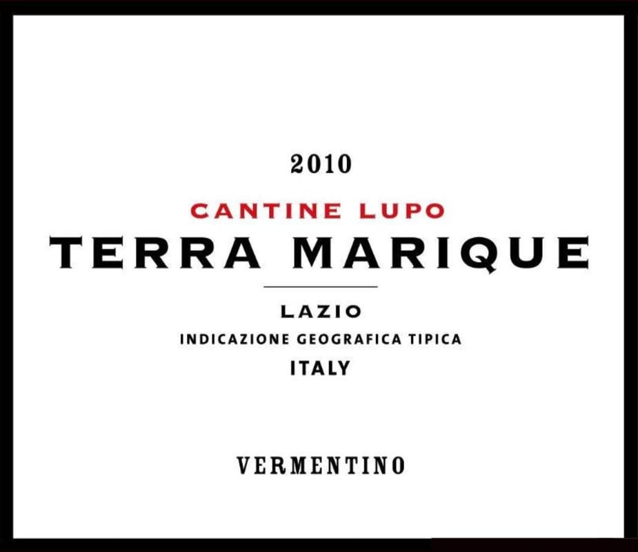 Cantine Lupo Terra Marique Vermentino 2010 Front Label