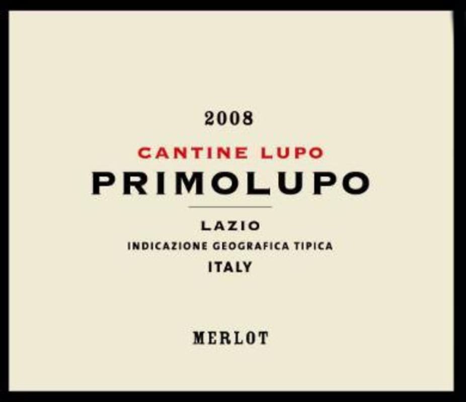Cantine Lupo Lazio Primolupo Merlot 2008 Front Label