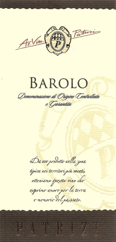 Cantine Manfredi Barolo Patrizi 2013 Front Label