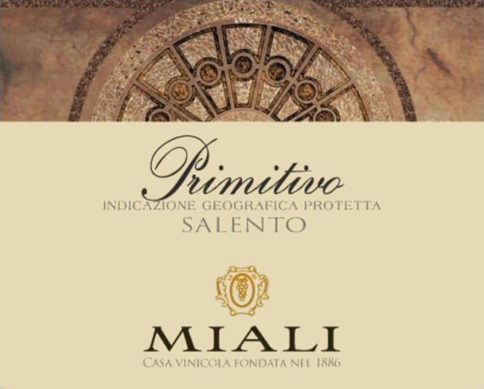 Cantine Miali Salento Primitivo 2010 Front Label
