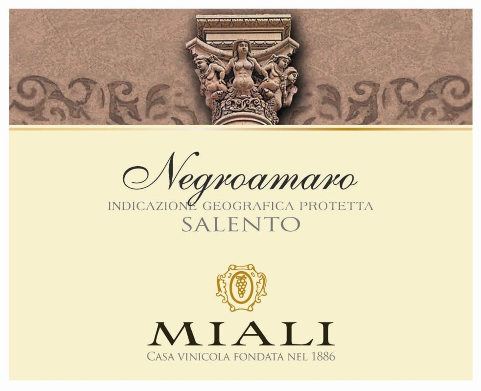 Cantine Miali Salento Negroamaro 2010 Front Label