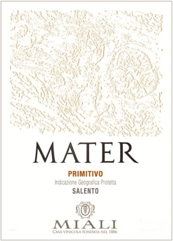 Cantine Miali Salento Mater Primitivo 2008 Front Label